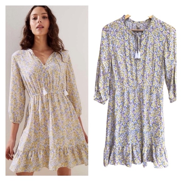 Loft Beach Floral Tassel Tie Dress NEW - Picture 1 of 9